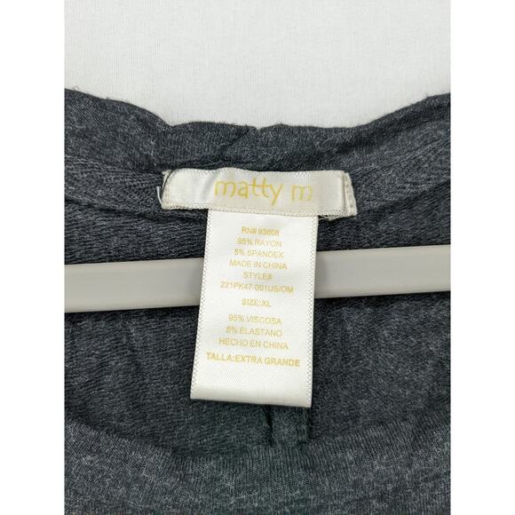 French Terry Top‎ Scoop Neck Matty M Dark Gray XL Cuffed Short Sleeves Everyday - Picture 8 of 9